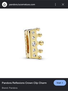 Pandora Reflexion Gold Crown Clip Charm with CZ Crystal